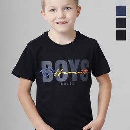 BAESD Boys Multicoloured Typography 5 Printed T-shirt-22