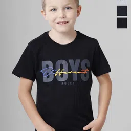 BAESD Boys Multicoloured Typography 5 Printed T-shirt-30