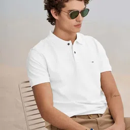 Red Flame Men Striped Mandarin Collar Pockets T-shirt-3