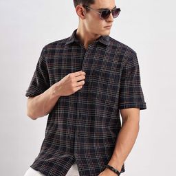 HERE&NOW Men Tartan Checks Opaque Checked Casual Shirt-picture-12