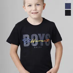 BAESD Boys Multicoloured Typography 5 Printed T-shirt-27