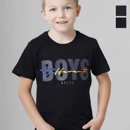 BAESD Boys Multicoloured Typography 5 Printed T-shirt-25