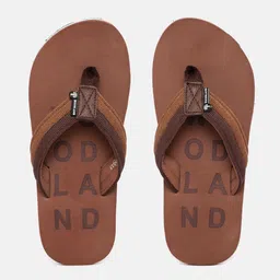 Woodland Men Brown Brand Logo Print Thong Flip-Flops-picture-12