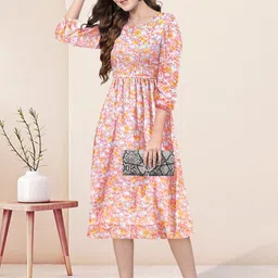 TOOCHKI Floral Print Georgette Fit & Flare Midi Dress-picture-11