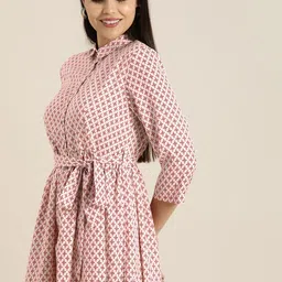 her by invictus Women White & Red Printed Shirt Dress-image-72