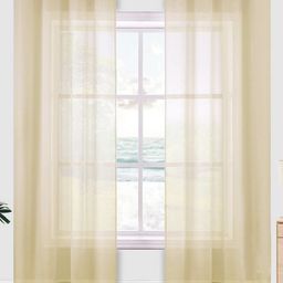 URBAN SPACE Set Of 2 Taupe Solid Sheer Door Curtains-7