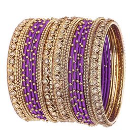 NMII Set Of 20 Zircon Gemstone Studded Metal Bangles-8
