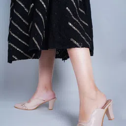 TRYME Women Embellished Pointed Toe Block Heel Mules-92