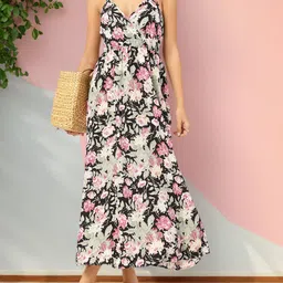 DressBerry Dreamy Drape Halter Neck Floral Maxi Dress-image-64