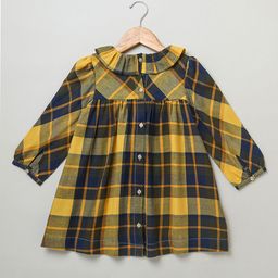 Sweetlime By AS Girls Checked Round Neck A-Line Dress-image-48