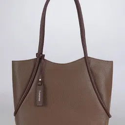 DressBerry Beige Textured Structured Shoulder Bag With Tasselled-46