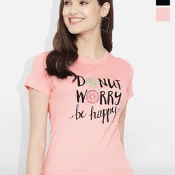 Fabflee Women Multicoloured 4 Printed V-Neck T-shirt-image-88