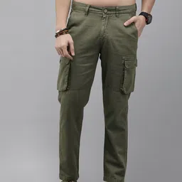 The Roadster Life Co. Men Mid Rise Pure Cotton Cargo Trouser-image-54