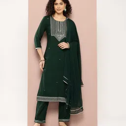 PARTHVI Women Embroidered Sequinned Kurta with Trousers & Dupatta-22
