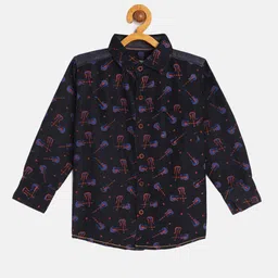 TONYBOY Boys Navy Blue Printed Premium Regular Fit Pure Cotton Casual Shirt-image-42