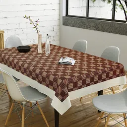 CASA-NEST Brown Geometric Printed 4-Seater Table Cover-34