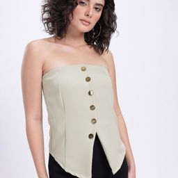 glitchez Fitted Elegance Asymmetric Front-Open Tube Top image 2