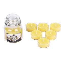 HOSLEY Set of 7 Yellow Lemon Bar Scented Jar Candle With Tealights image 4