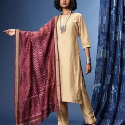 Taavi Geometric Printed Chanderi Dupatta image 3