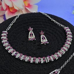 Anouk Rhodium-Plated Stone-Studded Jewellery Set-29