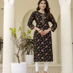PURSHOTTAM WALA Women Floral Printed Screen Print Daily Straight Kurta-picture-45