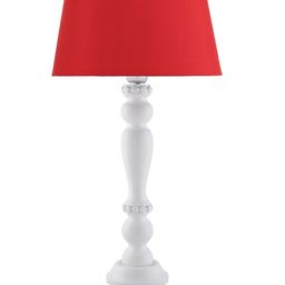 Homesake White & Red Solid Handcrafted Buffet Lamp with Shade image 2