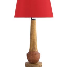 Homesake Beige & Red Solid Handcrafted Bedside Standard Table Lamp with Shade image 3