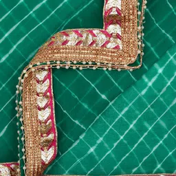 Dupatta Bazaar Green & White Leheriya Patterned Gotta Patti Dupatta image 3