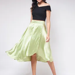 Zima Leto Women Solid Crop Top & Skirt Co-Ords-21
