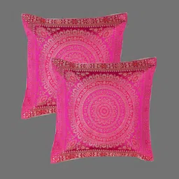 HANDICRAFT PALACE Pink Set of 2 Square Cushion Covers-image-41