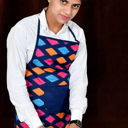 Kuber Industries Set Of 3 Blue Printed Cotton Aprons image 2