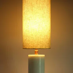 POSH-N-PLUSH White & Beige Solid Log Marble Buffet Table Lamp with Shade image 2