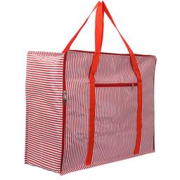 Kuber Industries Red & White Striped Moisture-Proof Storage Bag image 2
