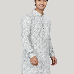 Authentics Men Checked Thread Work Pathani Kurta image 5