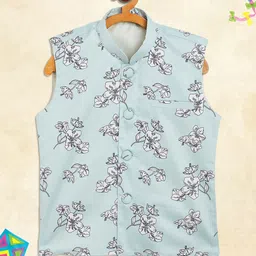 YK Boys Green Floral Printed Slim-Fit Nehru Jackets-picture-29
