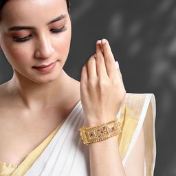 Peora Gold Plated Stones Studded Openable Bangle-image-1