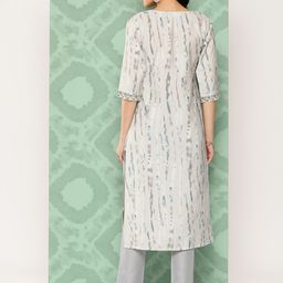 Libas Abstract Printed Sequinned Kurta With Lace Detail image 5