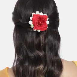 Peora Women Red & White Embellished Tic Tac Hair Clip-image-3