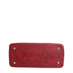 Exotic Maroon Textured PU Structured Handheld Bag image 4