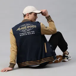 Alcis Men Typography Printed Varsity Jacket image 5
