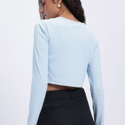 glitchez Ribbed Button Front Fitted Crop Top image 3