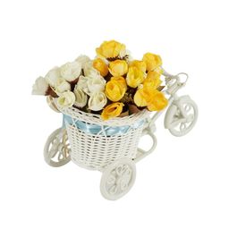 TIED RIBBONS Set of 2 Yellow & White Artificial Flower Bunches With Vase image 2