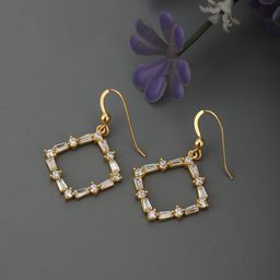 Carlton London Gold-Toned Square Drop Earrings-16