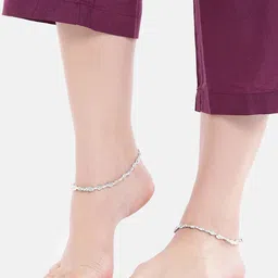 AITIHYA Silver-Plated Set of 2 Anklets-17