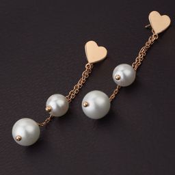 Carlton London Rose Gold & White Contemporary Drop Earrings-28