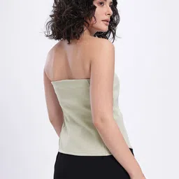 glitchez Fitted Elegance Asymmetric Front-Open Tube Top image 4