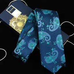 PELUCHE Men Blue & Black Woven Design Broad Tie-image-66