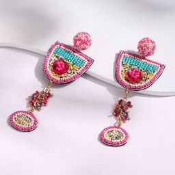 DEEBACO Pink & Blue Contemporary Boho Drop Earrings-34