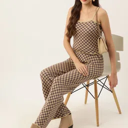 DressBerry Women Pure Acrylic Checked Knitted Winter Co-Ords Set-18