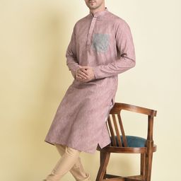 TABARD Geometric Woven Design Straight Regular Fit Cotton Kurta-picture-16